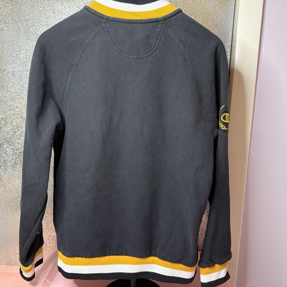 Mens SMALL Champion x Muhammad Ali Sweatshirt Black Gold Limited Edition 1/4 Zip - Picture 2 of 8